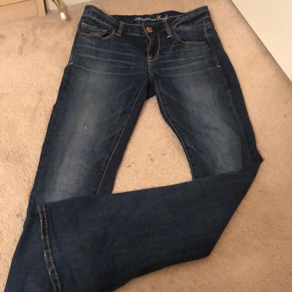 American eagle flared dark wash jeans